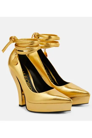 Tom Ford Metallic leather platform pumps