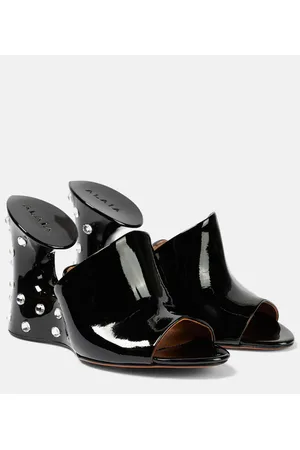 Alaïa AlaÃ¯a La Sculpture embellished patent leather mules