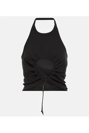 Alaïa AlaÃ¯a Halter neck ruched cotton top