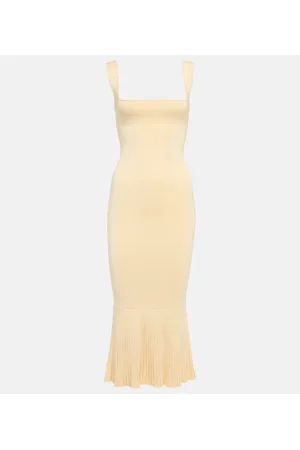 GALVAN Fluted jersey midi dress