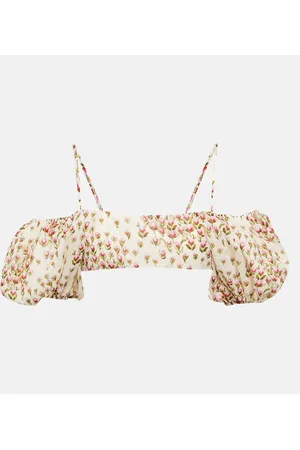 Giambattista Valli Floral off-shoulder cropped top