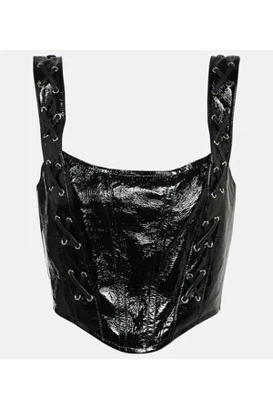 Alessandra Rich Leather lace-up bustier top