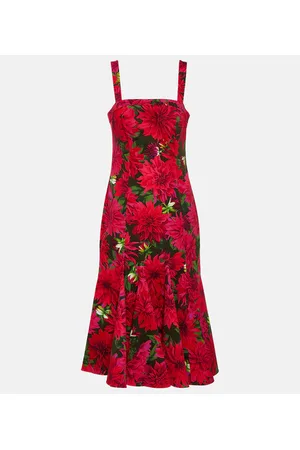 Oscar de la Renta Floral cotton-blend poplin midi dress