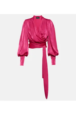 Costarellos Mouglalis wrap satin blouse