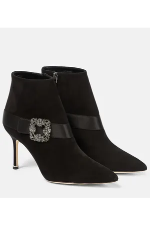 Manolo Blahnik Plinianu embellished suede ankle boots