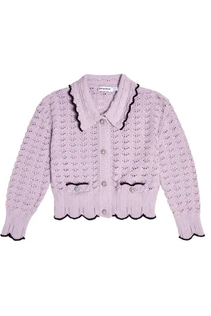Self-Portrait Crochet cotton and wool cardigan