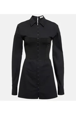 DION LEE Knit-paneled poplin minidress