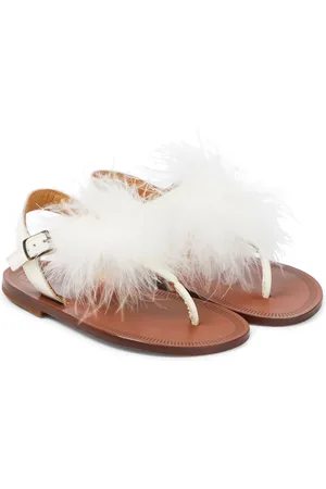 PèPè PÃ¨PÃ¨ Vernice feather-trimmed leather sandals