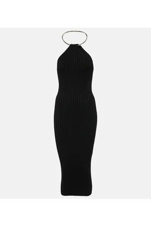 GALVAN Rhea metallic-knit midi dress
