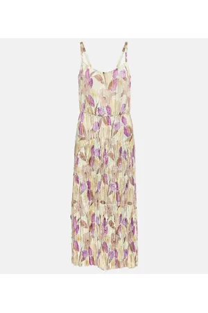 Vince Floral pleated midi dress
