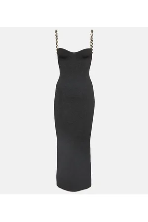 GALVAN Globe Chain Wave ribbed-knit midi dress