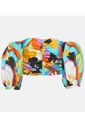 Etro Printed off-shoulder crop top