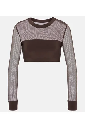 Norma Kamali Mesh-paneled crop top