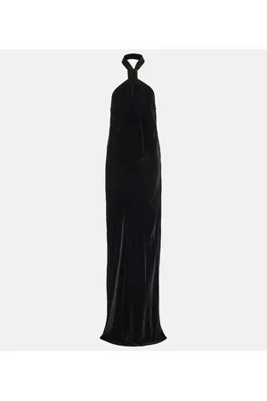 ANN DEMEULEMEESTER Halterneck velvet maxi dress