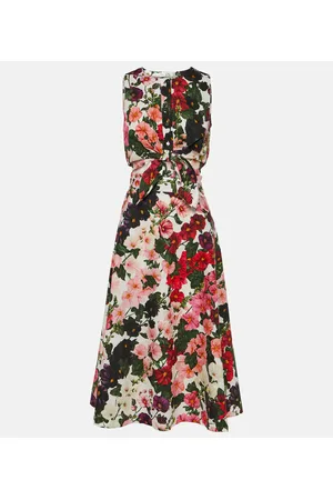 Oscar de la Renta Floral cotton-blend midi dress