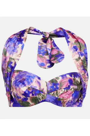 ZIMMERMANN High Tide floral silk halterneck crop top