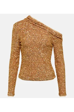 Self-Portrait Sequined off-shoulder top