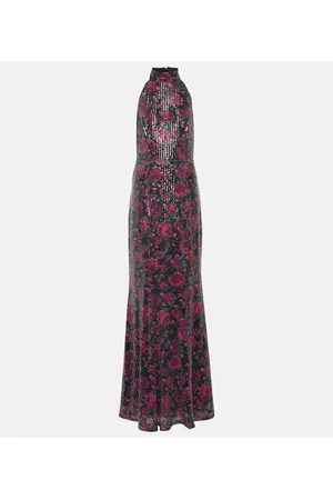 ROTATE Sequined halterneck maxi dress