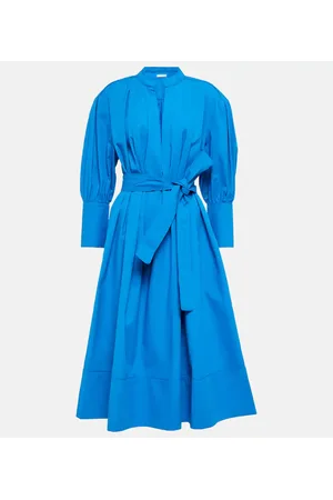 CO Pleated V-neck tton dress