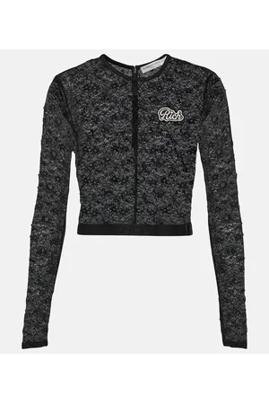 Alessandra Rich Embellished logo crop top