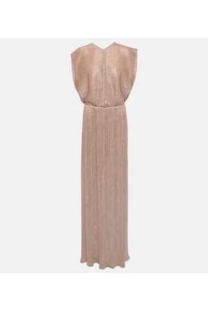 Costarellos Metallic pleated gown