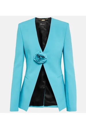 BLUMARINE Rose-embellished collarless blazer