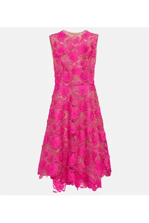 Oscar de la Renta Floral lace midi dress