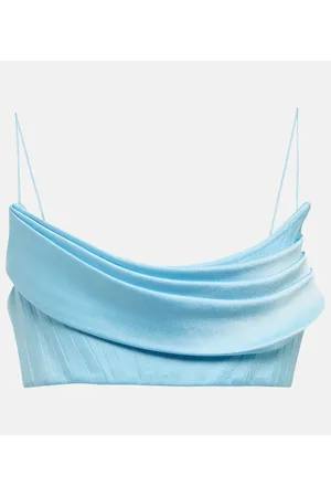 ALEX PERRY Carva satin crÃªpe crop top