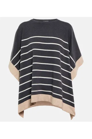Brunello Cucinelli Striped wool, cashmere and silk top