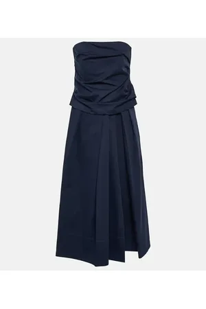 CO Strapless tton and silk midi dress