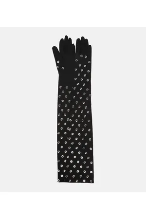 Alaïa AlaÃ¯a Eyelet embellished jersey gloves