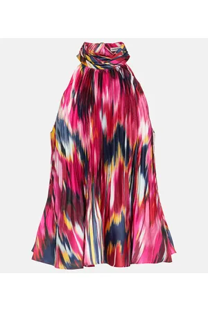 Simkhai Yasenia printed plissÃ© top