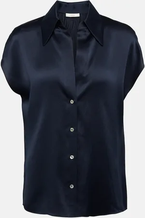 Vince Ruched silk satin blouse