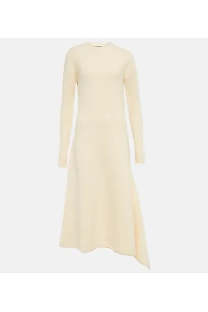 Jil Sander Asymmetric knit wool midi dress