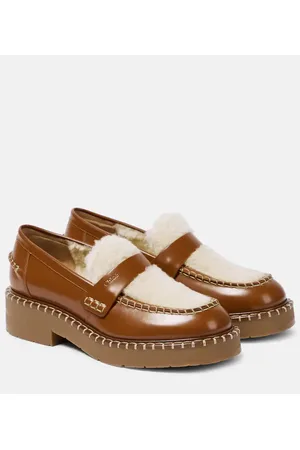 Chloé ChloÃ© Noua shearling-trimmed leather loafers