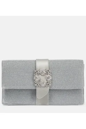 Manolo Blahnik Capri Glitter embellished clutch