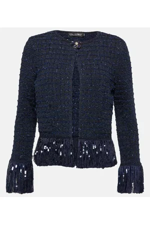 Oscar de la Renta Fringed tweed jacket