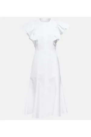 Chloé ChloÃ© Ruffle-trimed cotton midi dress