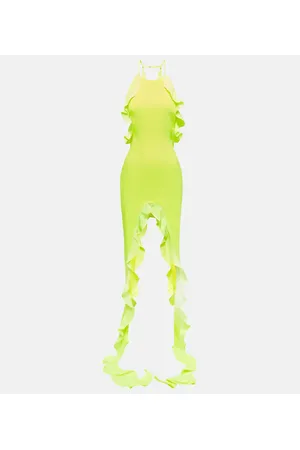 DAVID KOMA Asymmetric ruffled midi dress