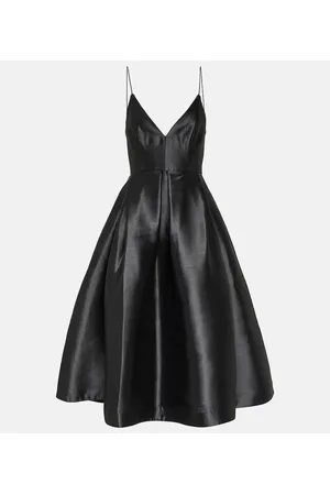 ALEX PERRY Pleated silk faille midi dress