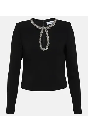 Self-Portrait Embellished crÃªpe top