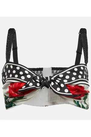 Dolce & Gabbana Printed tie-front silk bralette