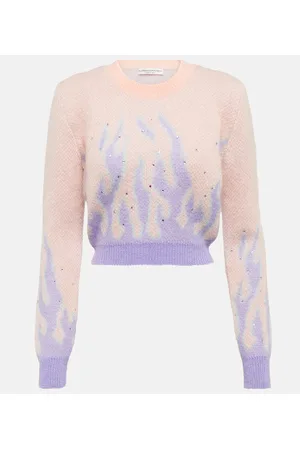 Alessandra Rich Embellished jacquard mohair-blend sweater