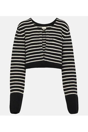 Khaite Calix striped cashmere-blend cardigan