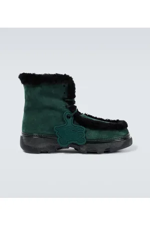 Burberry Shearling-trimmed suede ankle boots