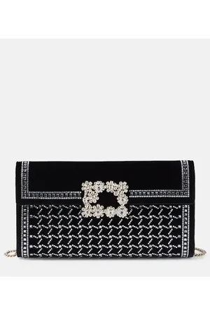 Roger Vivier Flower Strass embellished velvet clutch