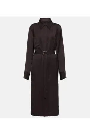 Jil Sander Belted satin midi dress