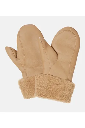 YVES SALOMON Shearling-trimmed leather mittens