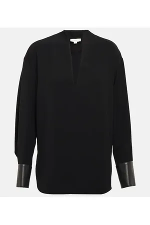 Vince Faux leather-trimmed blouse