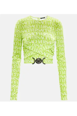 VERSACE Medusa Biggie logo velvet crop top